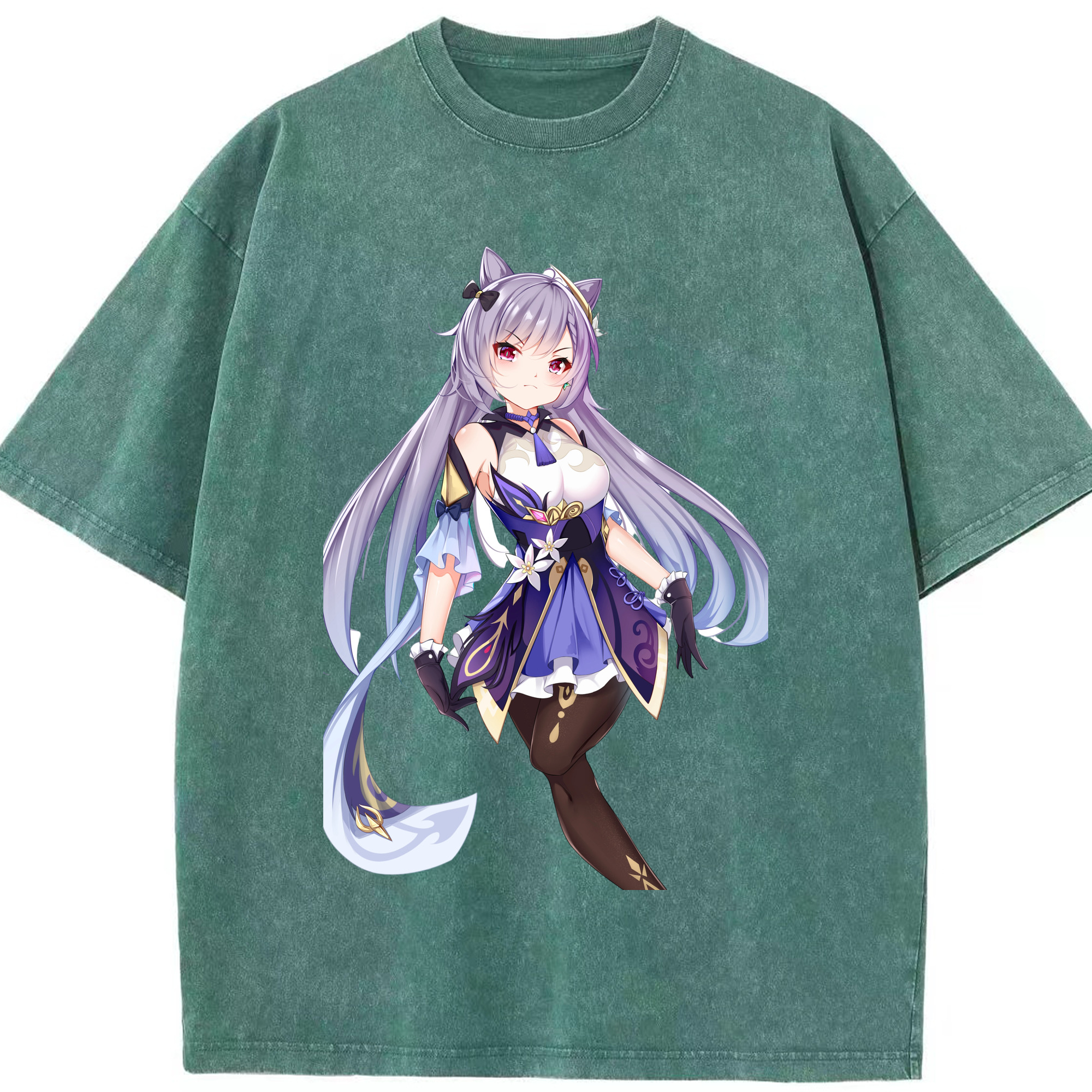 げんし神 刻晴 こくせい genshin Kokusei 綿100% ヴィンテージ風 半袖Tシャツ（フロントプリント）